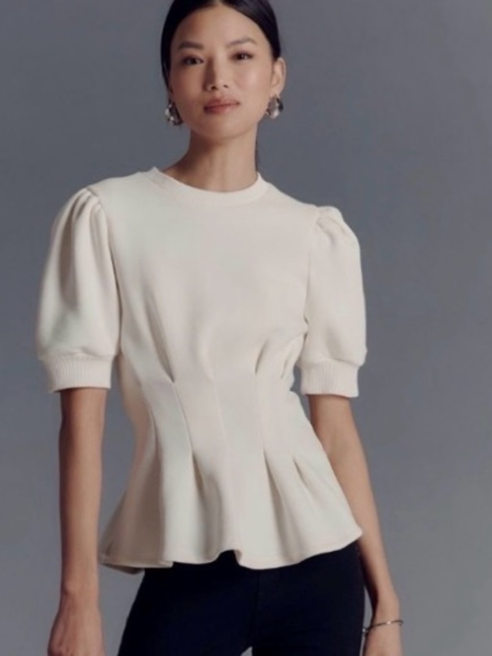 Maeve NWTs Anthropologie Top Women’s Short Puff Sleeves Pleated Empire Waist S